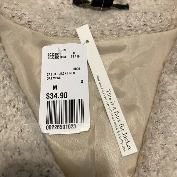 NWT Forever 21 Asymmetrical Zipper Faux Fur Moto Jacket M - Picture 10 of 12